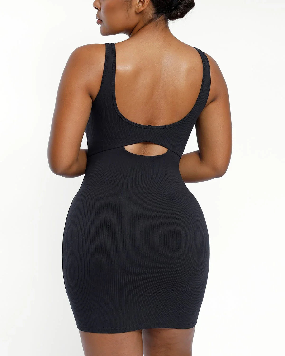 Cozy Ribbed Low-Back Shaping Dress