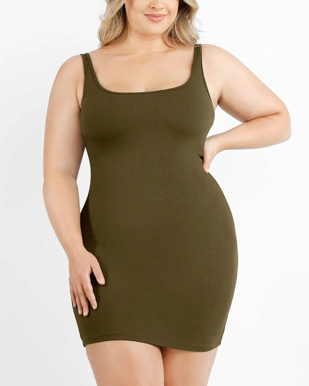 Cozy Ribbed Low-Back Shaping Dress