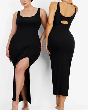 Cozy Ribbed Low-Back Shaping Dress